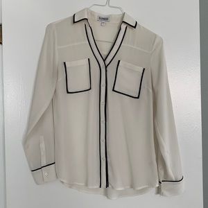 Express Cream & Black Portofino Shirt